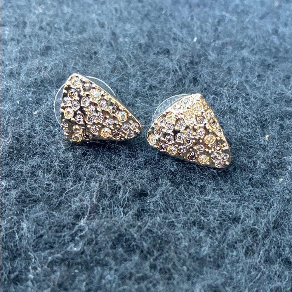Swarovski Gold and Silver Triangle Earrings